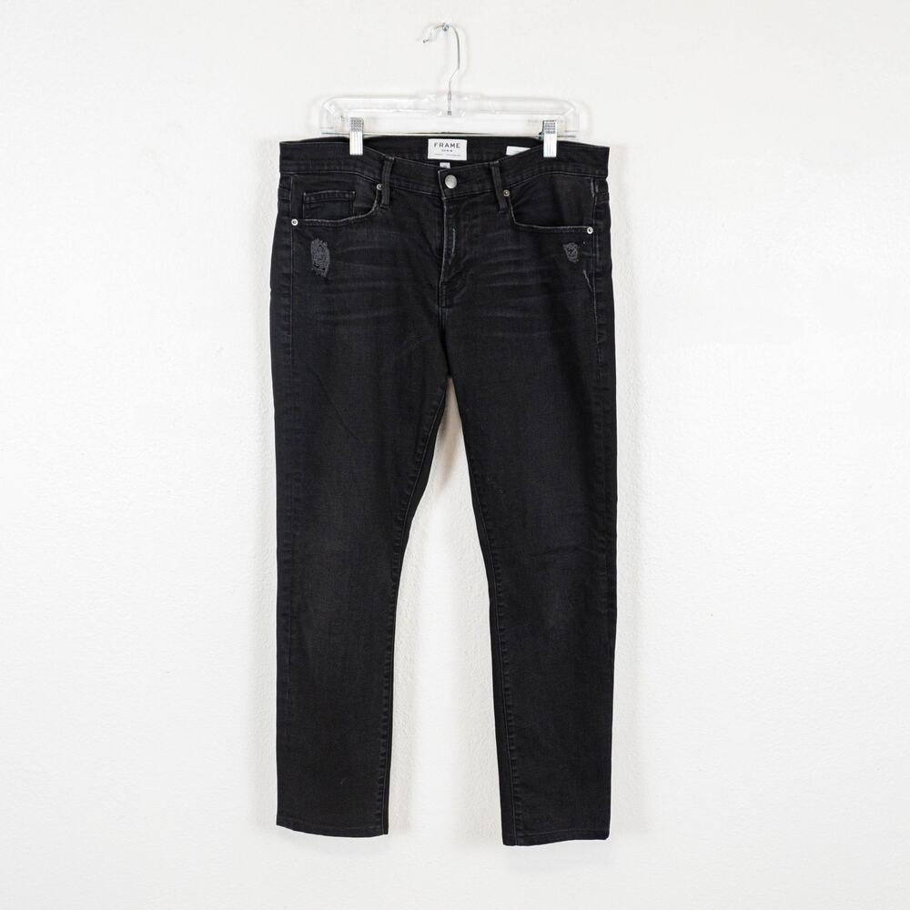 FRAME Denim L'Homme Slim Denim Jeans in Black Chimney Rock 33
